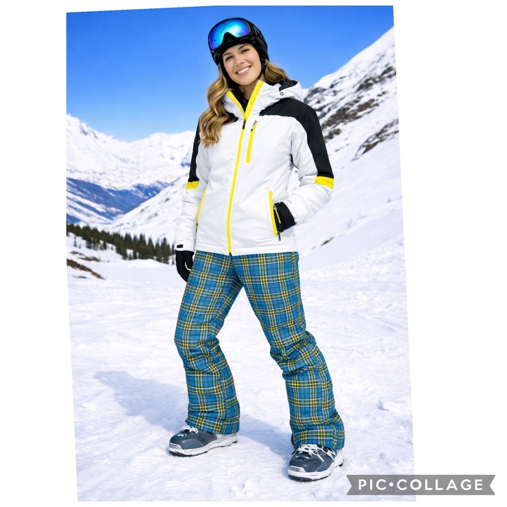 BURTON DRYRIDE SNOWBOARD PANTS BLUE TARTAN PLAID